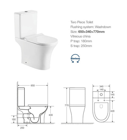 Nova Open Back Pan Including Soft Close Seat And Cistern